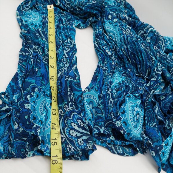 Maggie Barnes Womens Blouse Size 5x Ruffle Button Blue Black - Picture 4 of 7